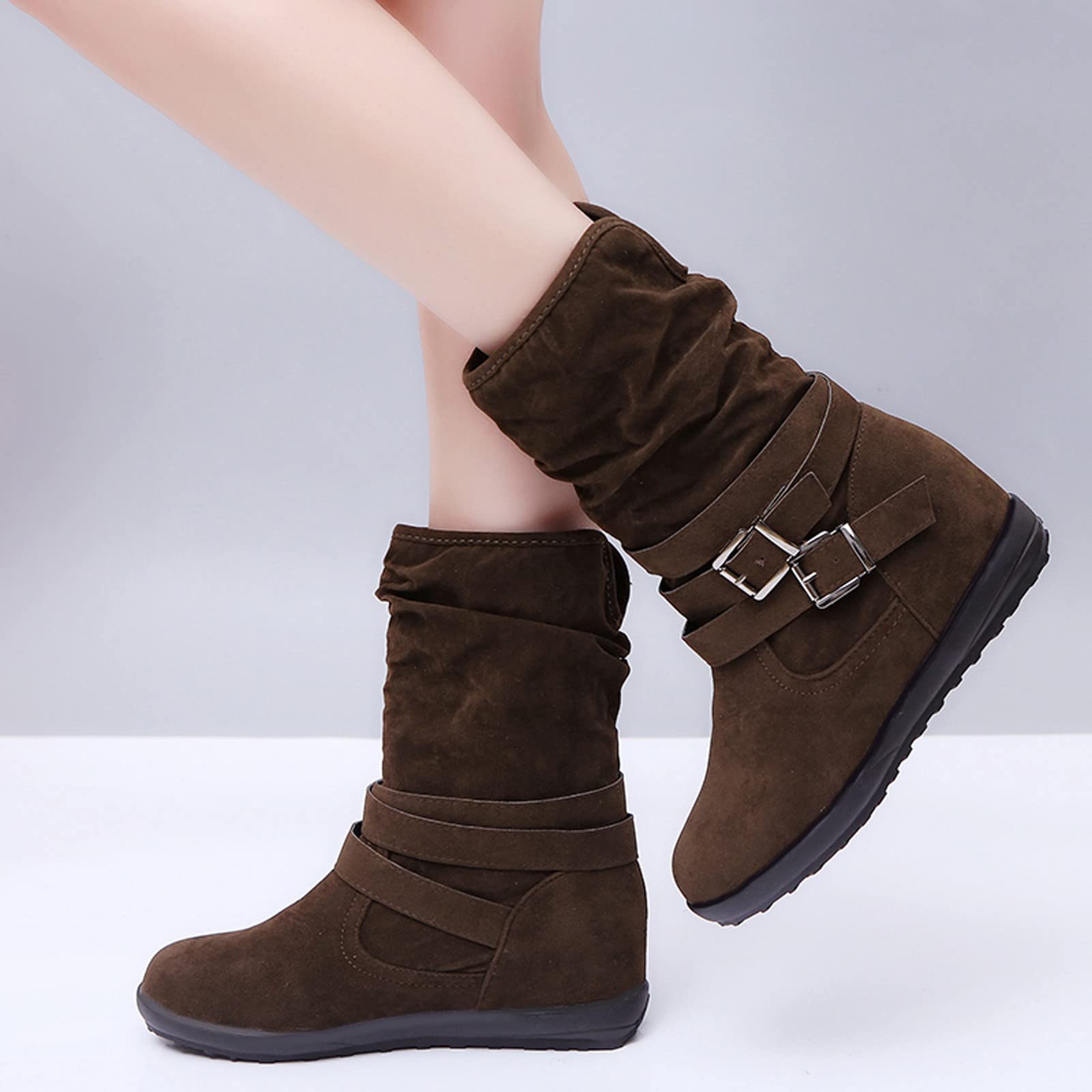 Chaud Moyen Rond Couleur Chaussons Boucle Plat rétro Garder Femmes Orteil Solide Chaussures Sangle Neige Femmes Bottes Bottes Et Bottines Homme Bottes Lacets Devant