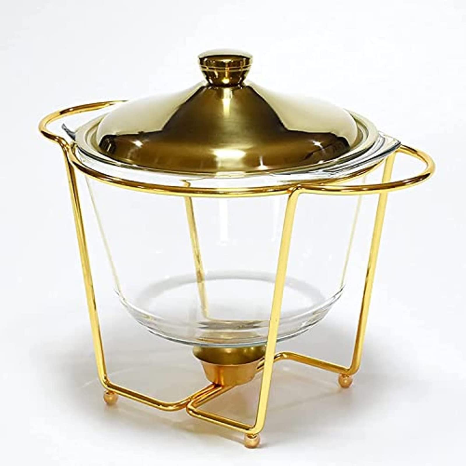 Chafing Dish, Chafer de tamaño completo de 4L, Juego de Chafer Dish de acero inoxidable con bandeja de vidrio para alimentos y soportes para combustible, para bufés, bodas y fiestas (Plateado)