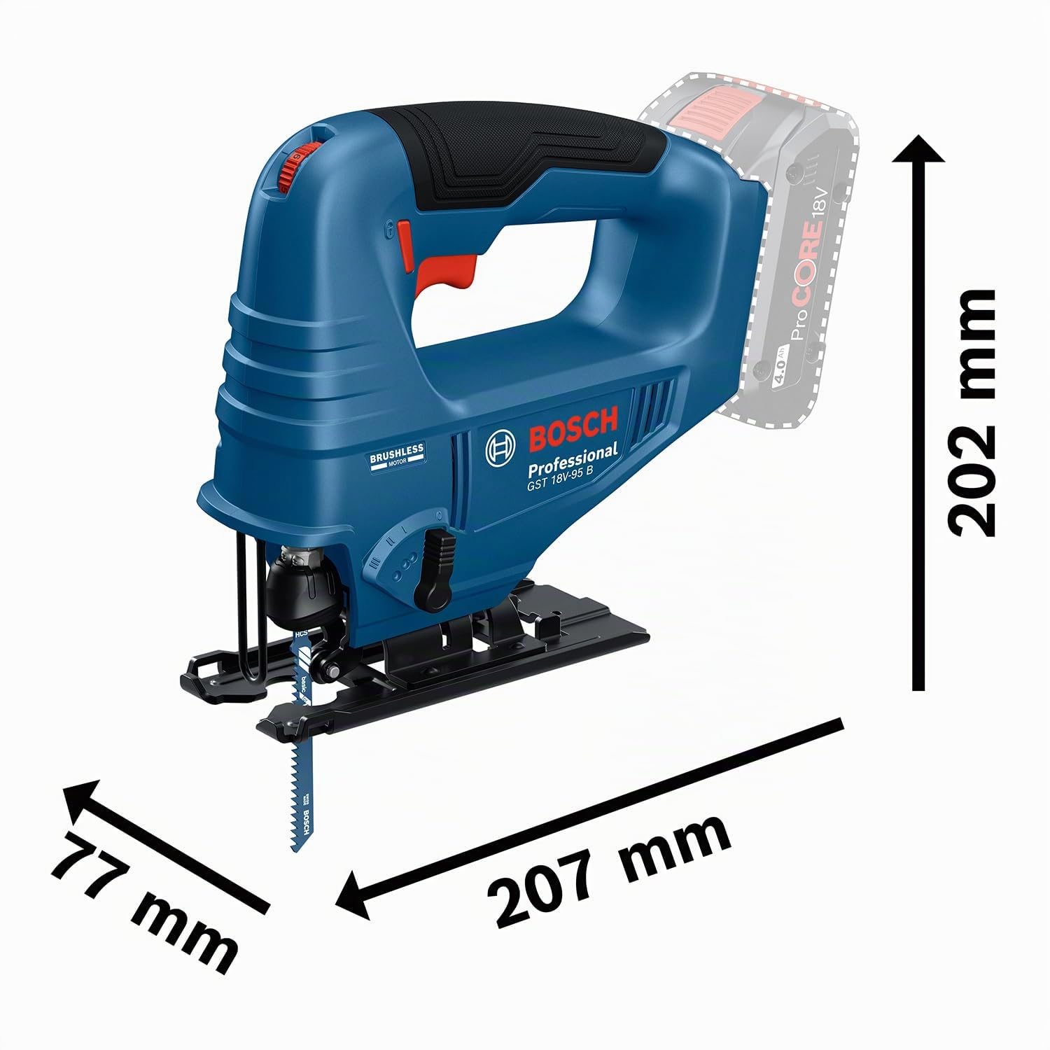 Bosch Professional 18V System scie sauteuse sans-fil GST 18V-95 B (sans batterie ni chargeur)