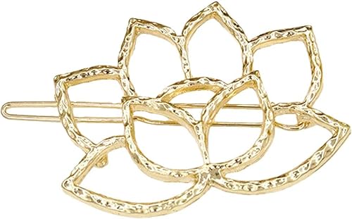 Miniatura 4 de Retro hueco flor de loto aleación horquilla clip de pelo mujeres Headwear accesorios clip de pelo