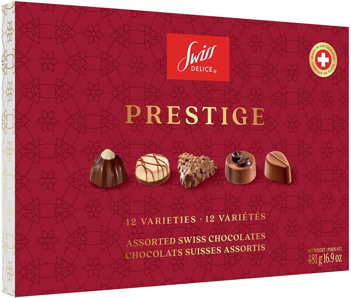 Swiss Delice Prestige Assorted Chocolates, 481 g, 12 Varieties Assorted Swiss Chocolate