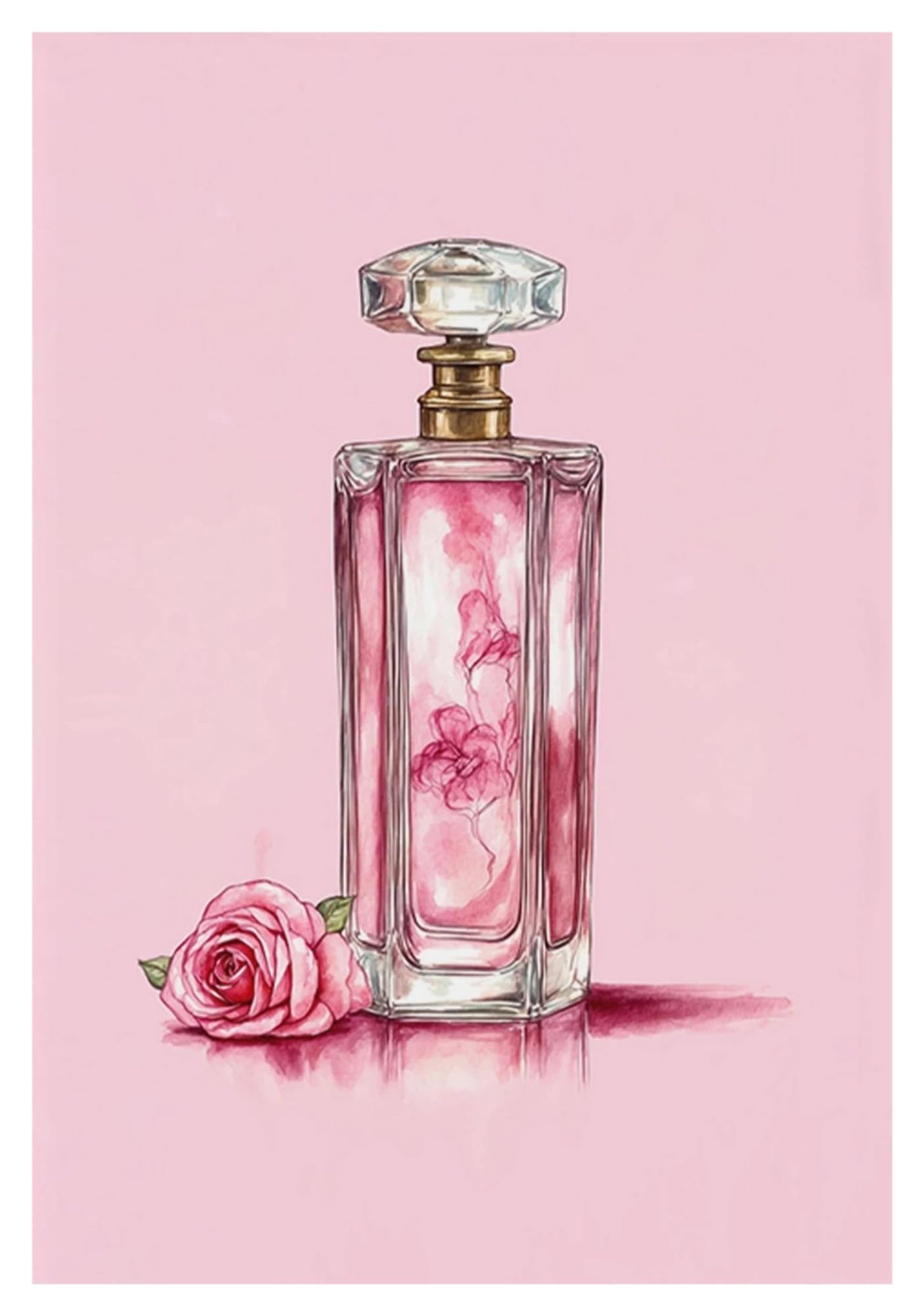 Xenite K Wall Art Canvas Prints Elegant Pin Perfume Bottle Posters Girly Apartment Fashion Prints Canvas Painting Wall Art Pictures Home Bedroom Decor(,50X70cm)