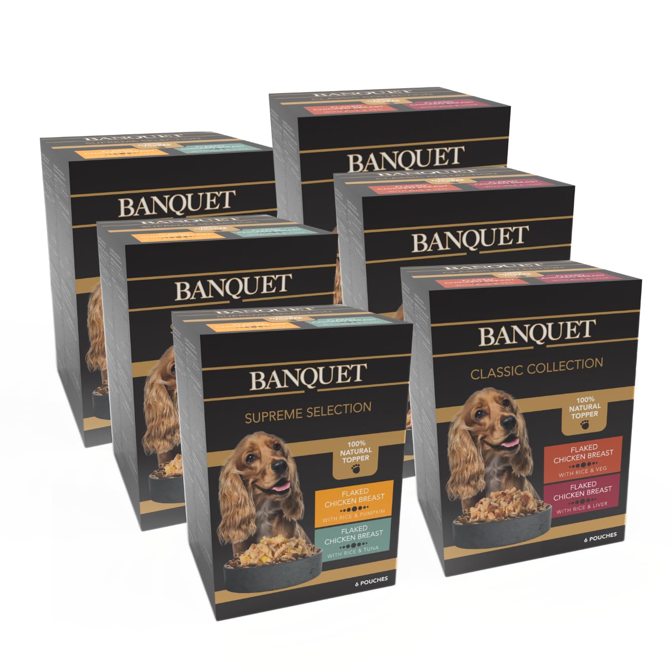 HILIFEBanquet Adult Wet Dog Food, Mixed Multipacks Classic Collection & Supreme Selection, Made with 100% Natural Ingredients (36 Pouches x 100g)