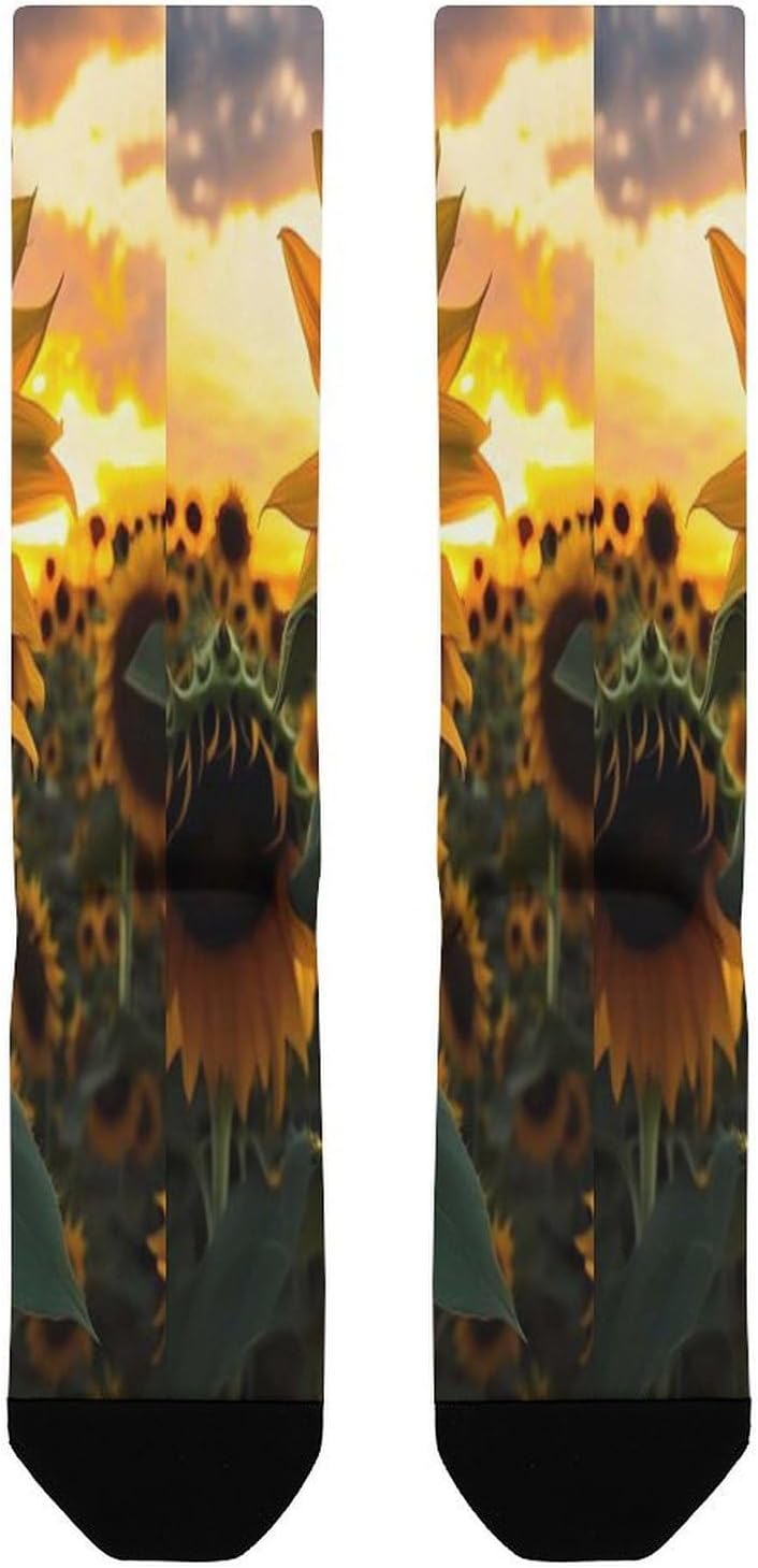 Farm Sunflower Compression Sock Circulation Support Socks Lightweight Knee High Tube Sock Over-The-Calf Sock for Adult
