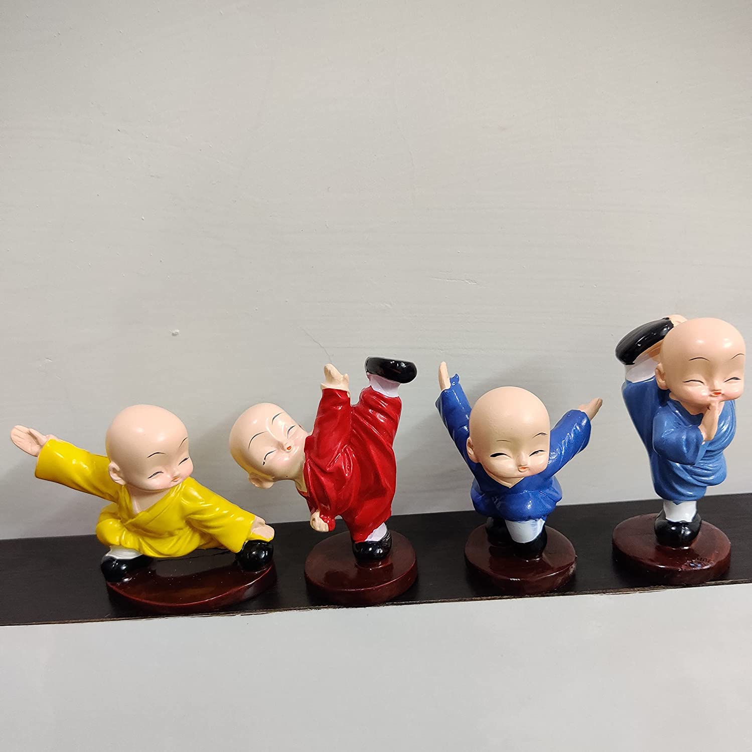 YOZTI Synthetic Resin Karate Kid Buddha, Monk Baby Statue Showpiece (Small) - Set of 4