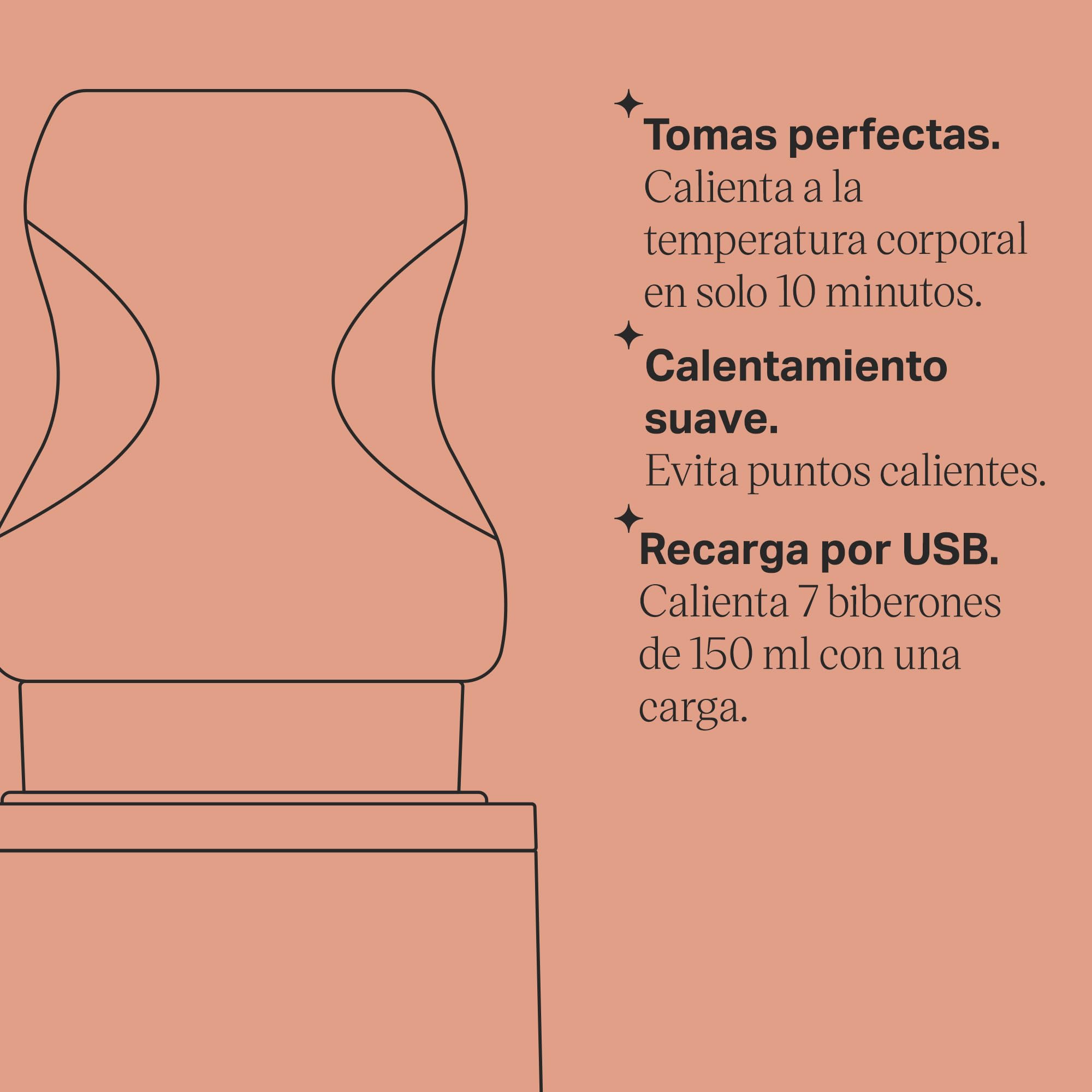 Tommee Tippee LetsGo Calientabiberones Portátil Para Bebé, Recargable por USB, Calientabiberones Eléctrico, Ligero e Ideal Para Viajar
