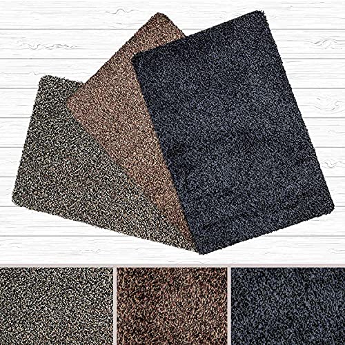 WohnDirect Magic Mat 39x58cm, Grau-Taupe-meliert - Ultra Saugstarke, Waschbare und rutschfeste Fußmatte aus Mikrofaser - Sehr dünn, passt unter Fast Jede Türe