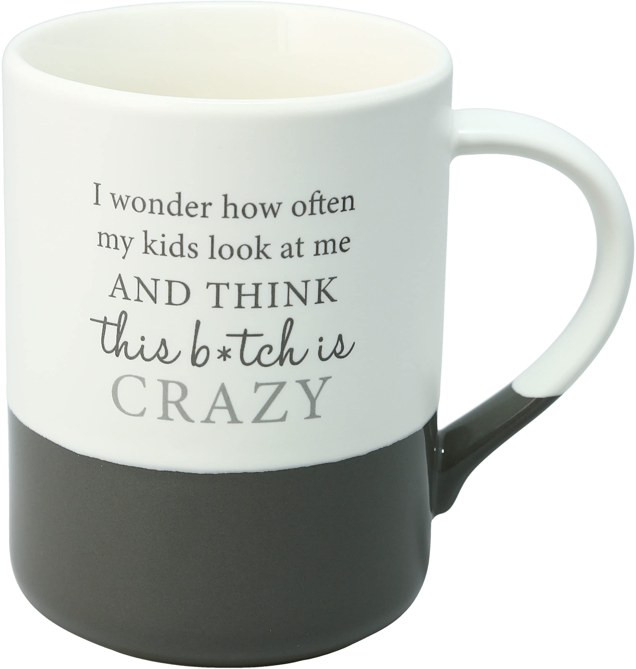 Pavilion Tazza Umoristica Per Genitori – I Wonder How Often My Kids Look At Me And Think This Bitch Is Crazy, 325 Ml