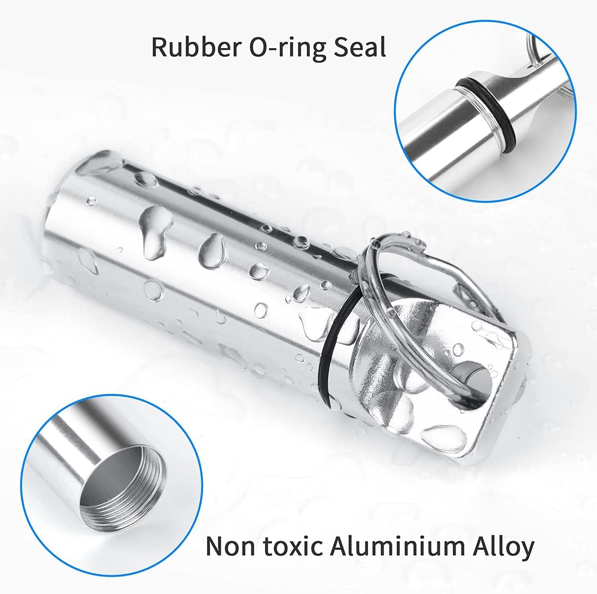 DRERIO 3 pcs Small Pill Boxes Organiser Metal Pill Boxes Travel Pocket Pill Case Round Keyring Pill Holder Waterproof Capsules Portable Pill Container for Outdoor Travel - Image 4