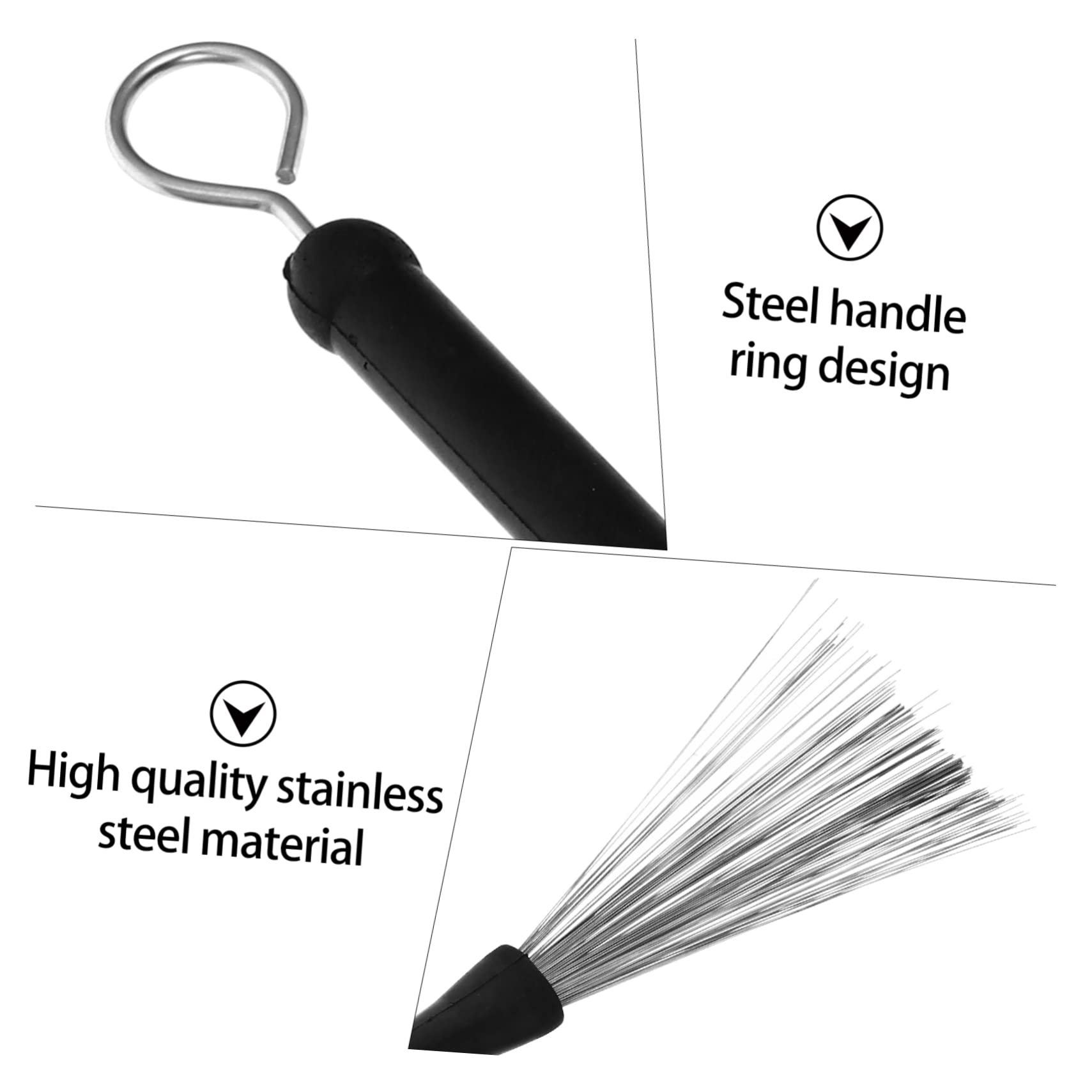 HEMOTON Retractable Drum Brush Set Wire Brush Drumsticks Comfortable Handle Ring for Jazz Drums