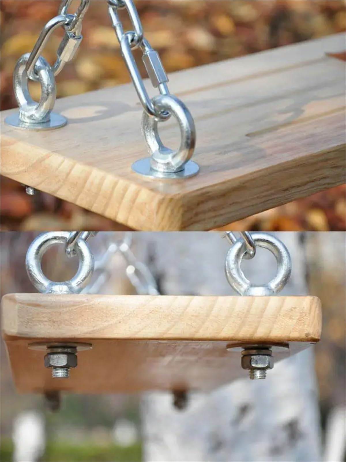 Altalena da giardino per adulti, robusta tavola in legno massiccio e catena in acciaio zincato, ideale per balcone, patio e terrazza (60 x 20 cm) e confortevole