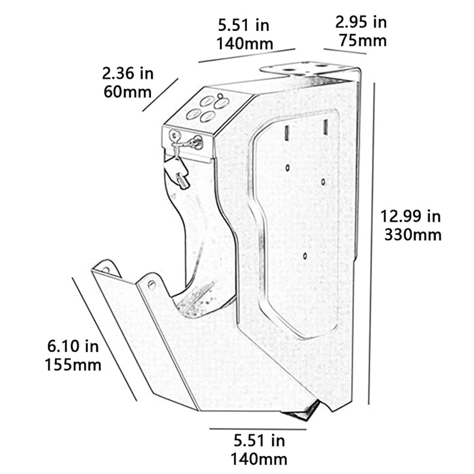 Kurzwaffe Tresor,Fingerabdruck Pistole Waffenschrank,Wand-Waffenhalter,Kurzwaffe Gun Safe zum Stahl,Kurzwaffentresor,mit Zahlenschloss und 2 Ersatzschlüssel
