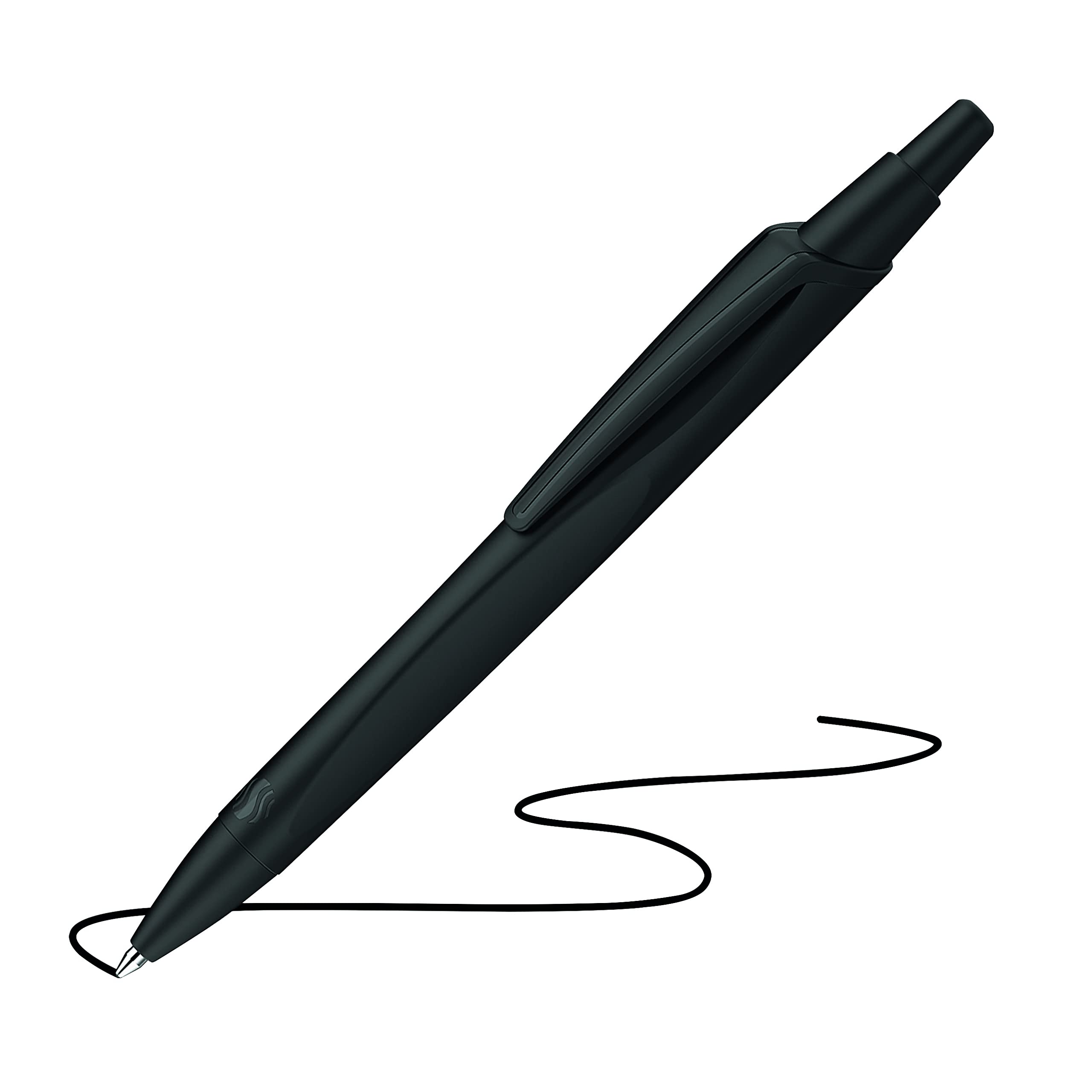 Schneider Bolígrafo Reco, M (mediano), recargable y retráctil, barril negro, caja de 20 bolígrafos, tinta negra (131811)
