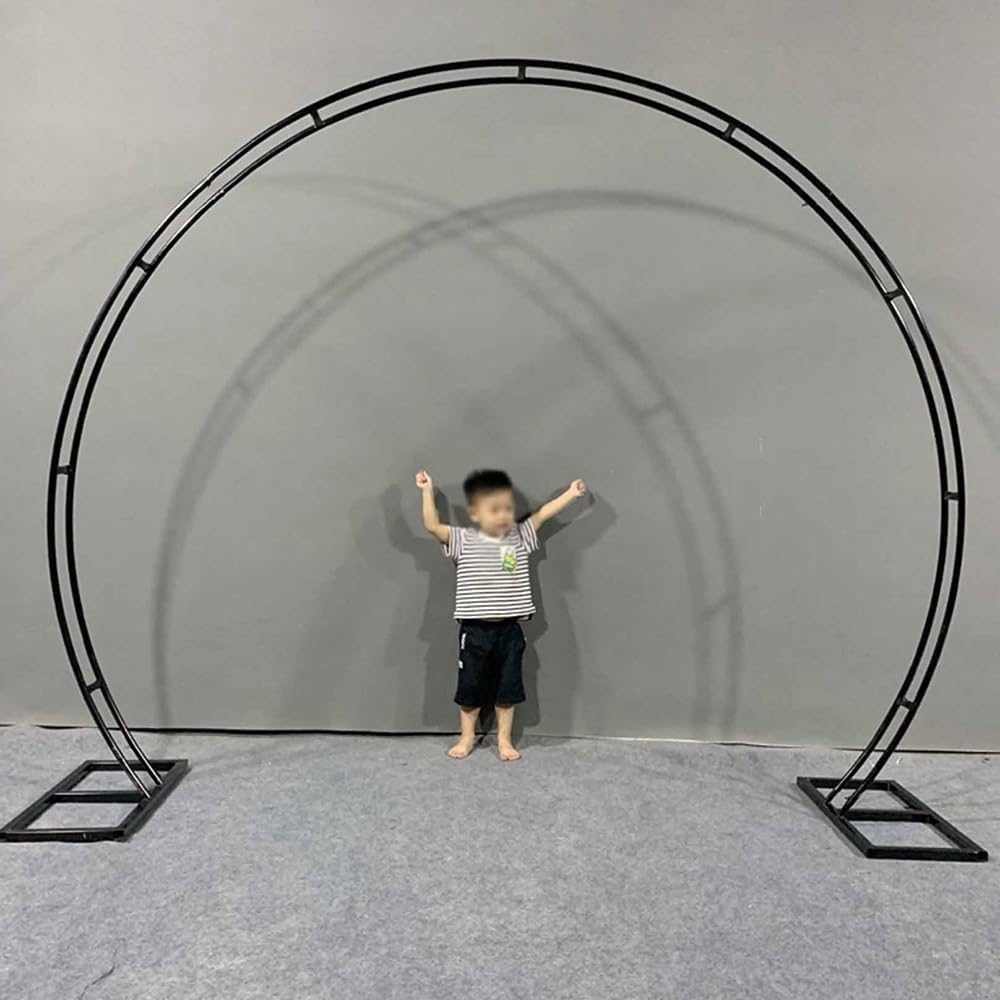 Metal Wedding Arch Anti-Rust Moon Gate Gold/Black/White Garden Arbor - Heavy Duty Circle Archway for Bridal Party Decoration and Gardens(Black,HxW/2.2x2.6m/7.2x8.5ft)