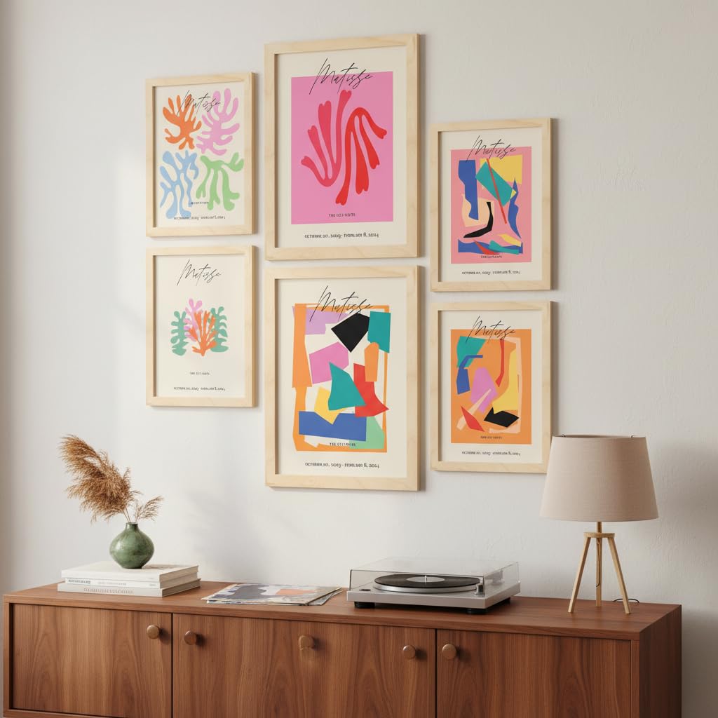 Nacnic Set von 6 Poster Matisse. Sammlung von Platten mit ästhetischer Collage für Innendekoration. Größen A3 und A4. Rahmenlos