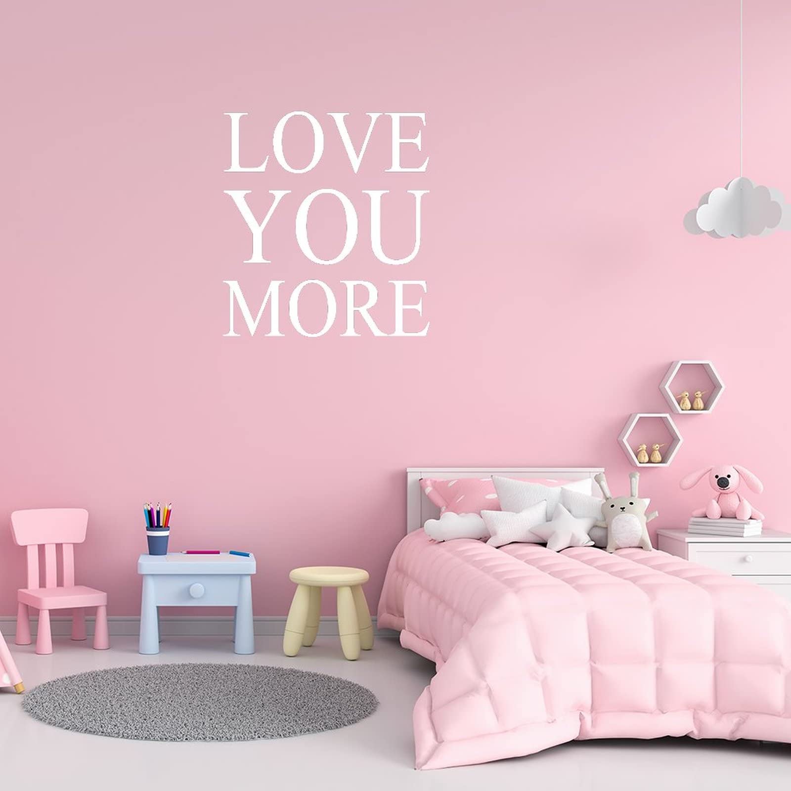 Stickers muraux en vinyle Love You More pour exprimer votre amour au quotidien