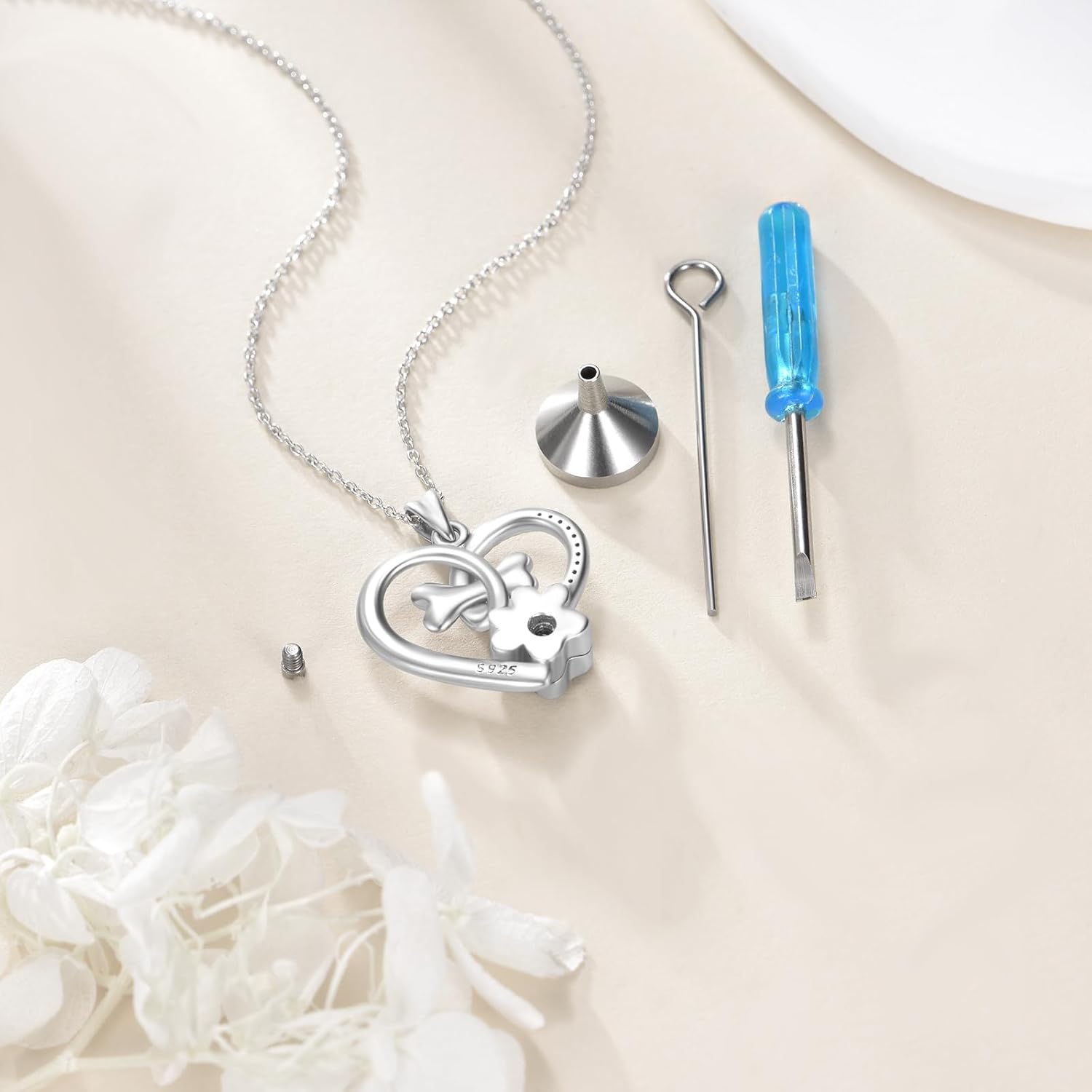 YFN Paw Urn Necklace Sterling Silver Dog Cat Paw Ashes Pendant Pet Cremation Memorial Jewelry Paw Print Gift for Women - Image 3