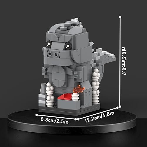 Miniatura 5 de -MOC Godzilla Brick Mini Headz - Juego de construcción de bloques de construcción lindos y creativos para niños, regalos para niños (213 piezas)