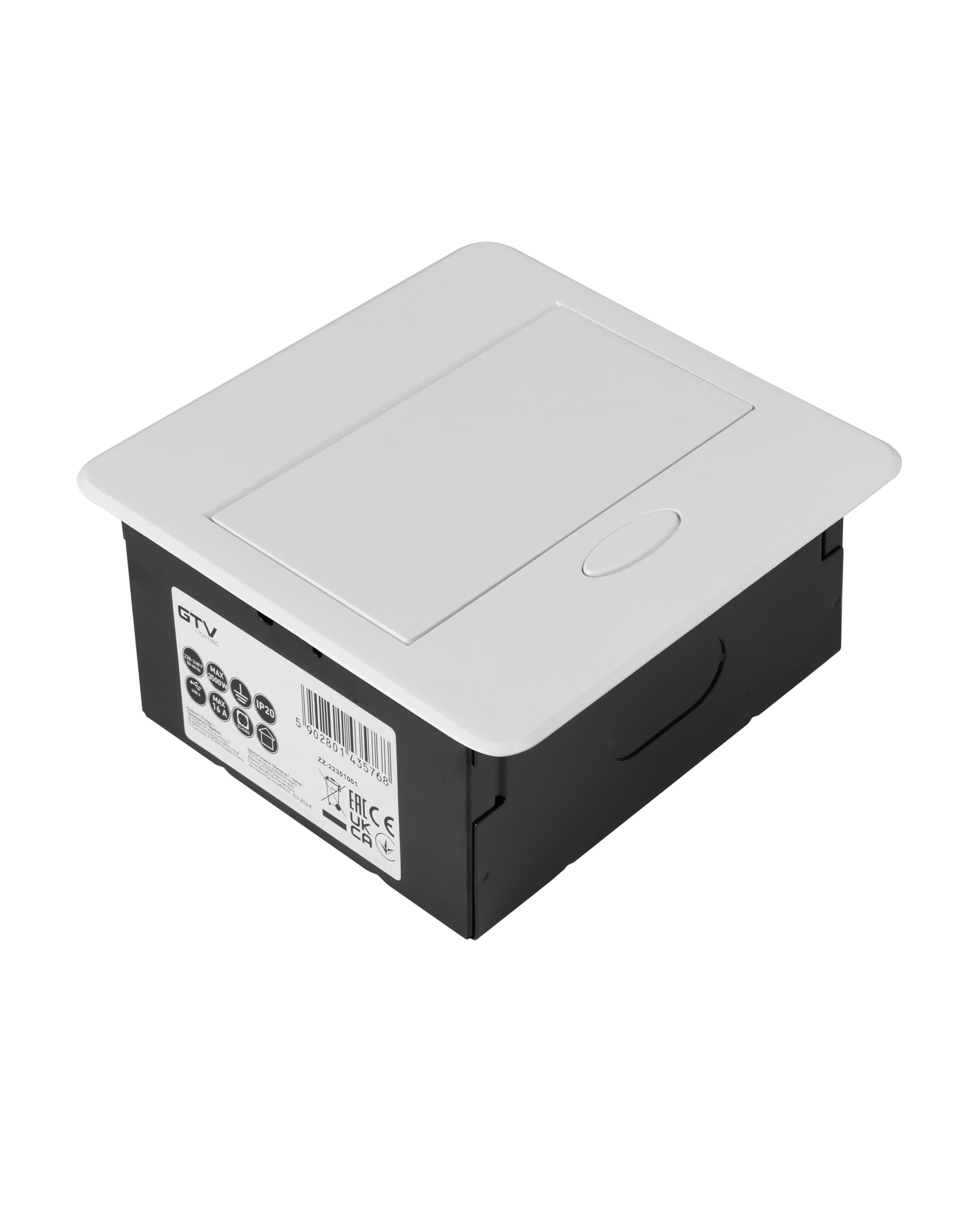 GTV - Gniazdo meblowe AVARO, 1 x gniazdko Schuko, USB A+C, długość kabla 1,5 m, kolor biały, do biur, blatu stołu, kuchni i biura | kompaktowe wymiary