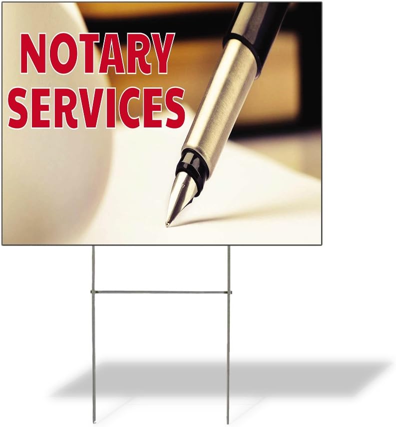 Custom Weatherproof Yard Sign Notary Online Services Outdoor Advertising Printing Lawn Garden 24x18 Inches 2 Sides Print Personalized Text Here