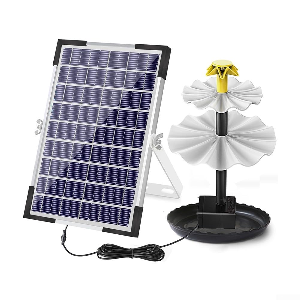 Solar-Vogeltränke, 6 W, 9 V, mit polykristallinem Panel und eingebautem 1500-mAh-Akku für Dauerbetrieb (kein Licht)