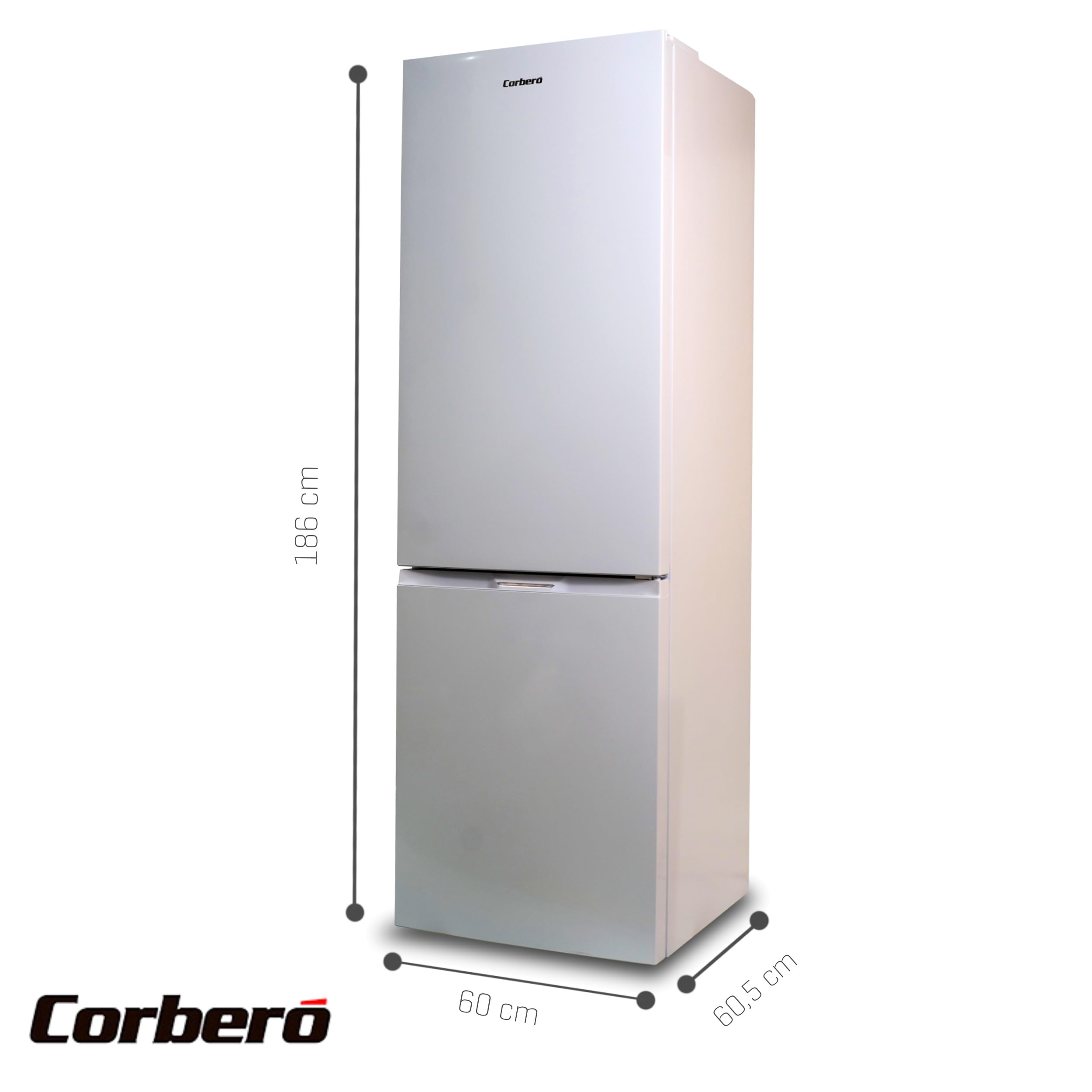 Corbero - Frigorífico Combi | CCH324EW | No Frost | 293L | 186 cm | Cajón Crisper | Estantes de cristal ajustables | Hueveras y Cubiteras | Luz Led | Blanco - 2