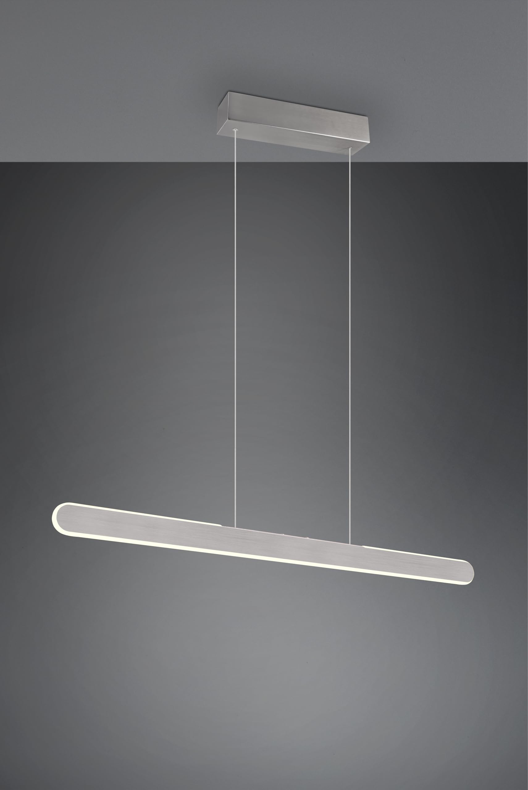 Trio Leuchten Pendelleuchte Helios 343310105, Aluminium gebürstet, inkl. 28 Watt LED, Touch Dimmer, Lichtfarbe einstellbar, Silber mit Gebürsteter Oberfläche |