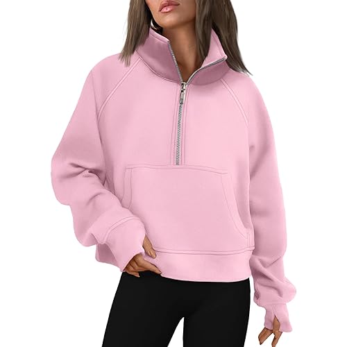 AUTOMET Womens Sweatshirts Half Zip Cropped Pullover Fleece Quarter Zipper Hoodies 2025 Fall Fashion Outfits Clothes