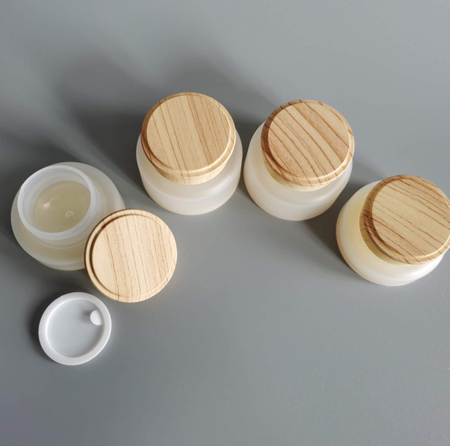 Healthcom 10 Pcs 1Oz/30ml Empty Frosted Jars Cosmetic Cream Jar Bottle Skin Care Eye Cream Jars Pot Wood Grain Lid Refillable Cosmetic Container Makeup Sample Jar for Cream Lotion Lip Balms : Beauty & Personal Care