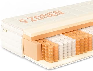 Matratze 90x200x25cm, 9 Zonen Deluxe Taschenfederkernmatratze, mit Komfortschaum,Ergonomische Unterstützung, H3, Mittlerer und ausgewogener Härtegrad