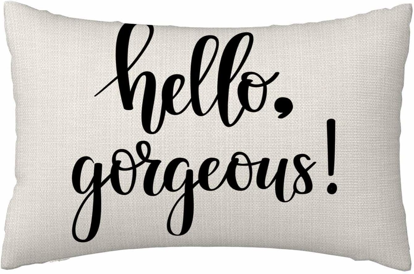 Hello Gorgeous Pillow Case Nice Girl Quote Soft & Breathable Pillow Cover with Envelope Closure Pillowcase Standard Size 20" X 26"