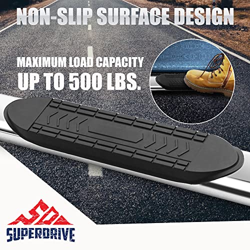 Superdrive 5'' Curved Oval Running Boards Compatible With 2007-2021 Toyota Tundra Double Cab (2 Full-Size Front Doors & 2 Suicided Rear Doors) Polished Chrome Finish Step Rails Pickup Truck Side Bars #TOP3
