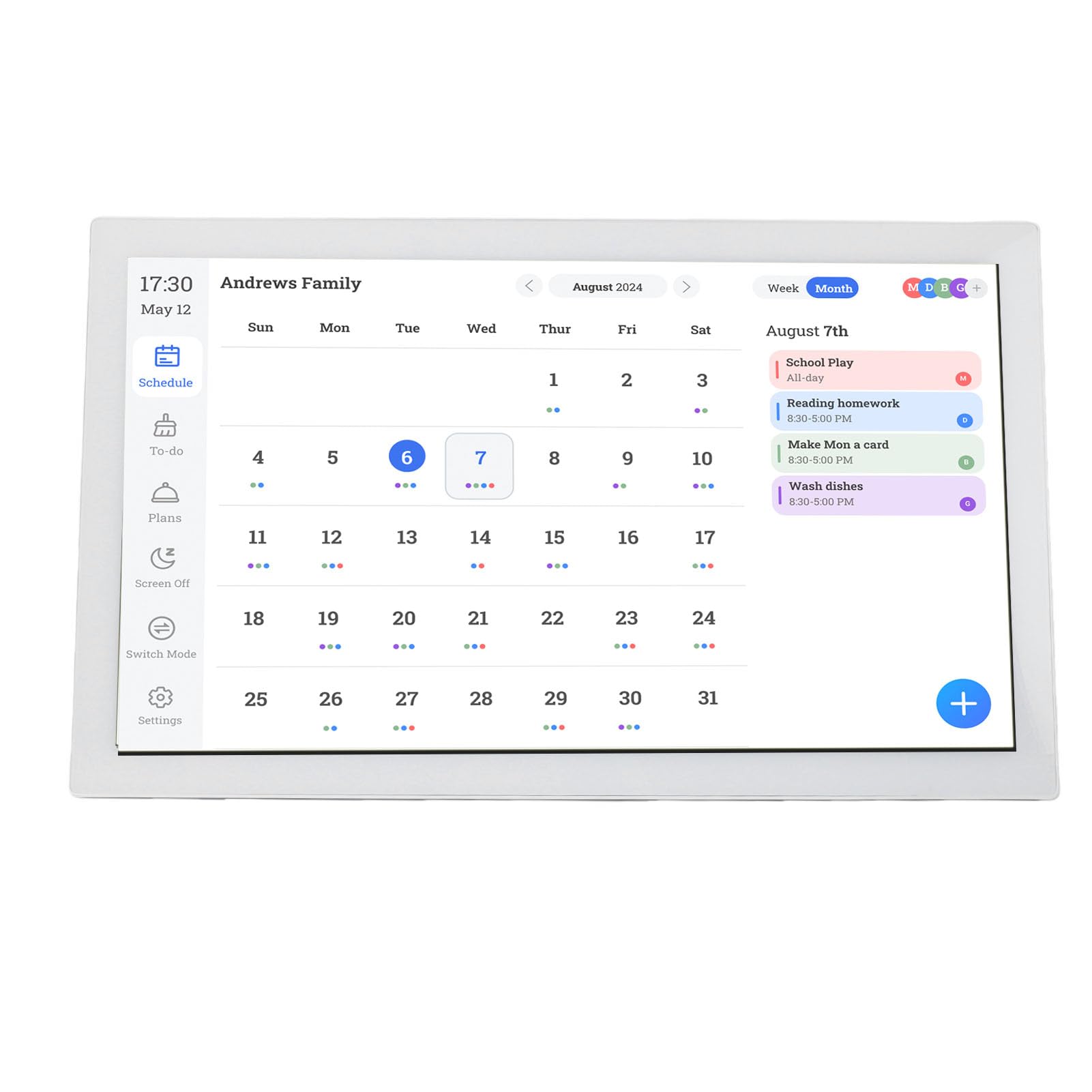 Jectse 21,5-Zoll-Digitalkalender, Touchscreen-Familienarbeitstabelle mit APP-Steuerung für die Terminplanung (EU-Stecker)