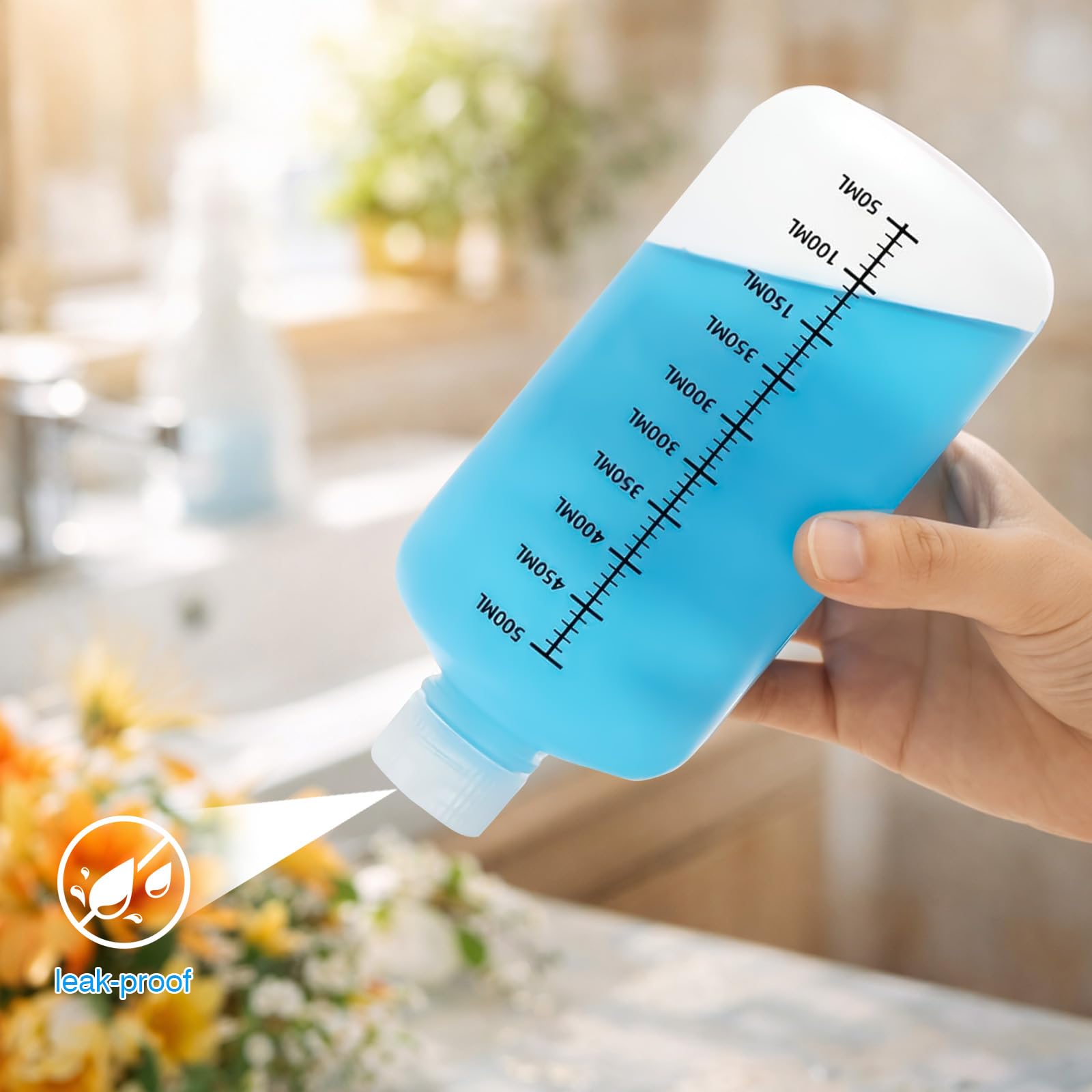 HDPE-Reagenzflaschen -500 ML Laborqualität Flüssigkeits-Aufbewahrungsflaschen, 4 Stück schmalhalsige Kunststoffflaschen mit dichtschließendem Deckel, chemikalienbeständig
