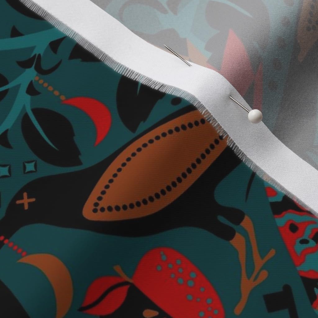 Spoonflower Fabric - Moth Mares Black Teal Goth Red Dark Printed on Organic Cotton Sateen Fabric by The Yard - Sewing Quilting Apparel Home Decor