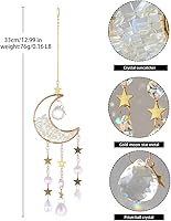 Vista 3 de Atrapasoles hecho a mano con cristal de luna, prisma de estrella, atrapasoles de arco iris, colgantes para ventana, jardín, hogar, patio, decoración