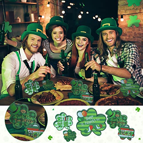 Queekay 5 Pcs St. Patrick's Day Table Wooden Signs Shamrock Wooden Signs Freestanding Table Decorations Green Shamrock Decor Clover Decorative Signs For Indoor Outdoor Home Party Decor, 5 Designs #TOP5