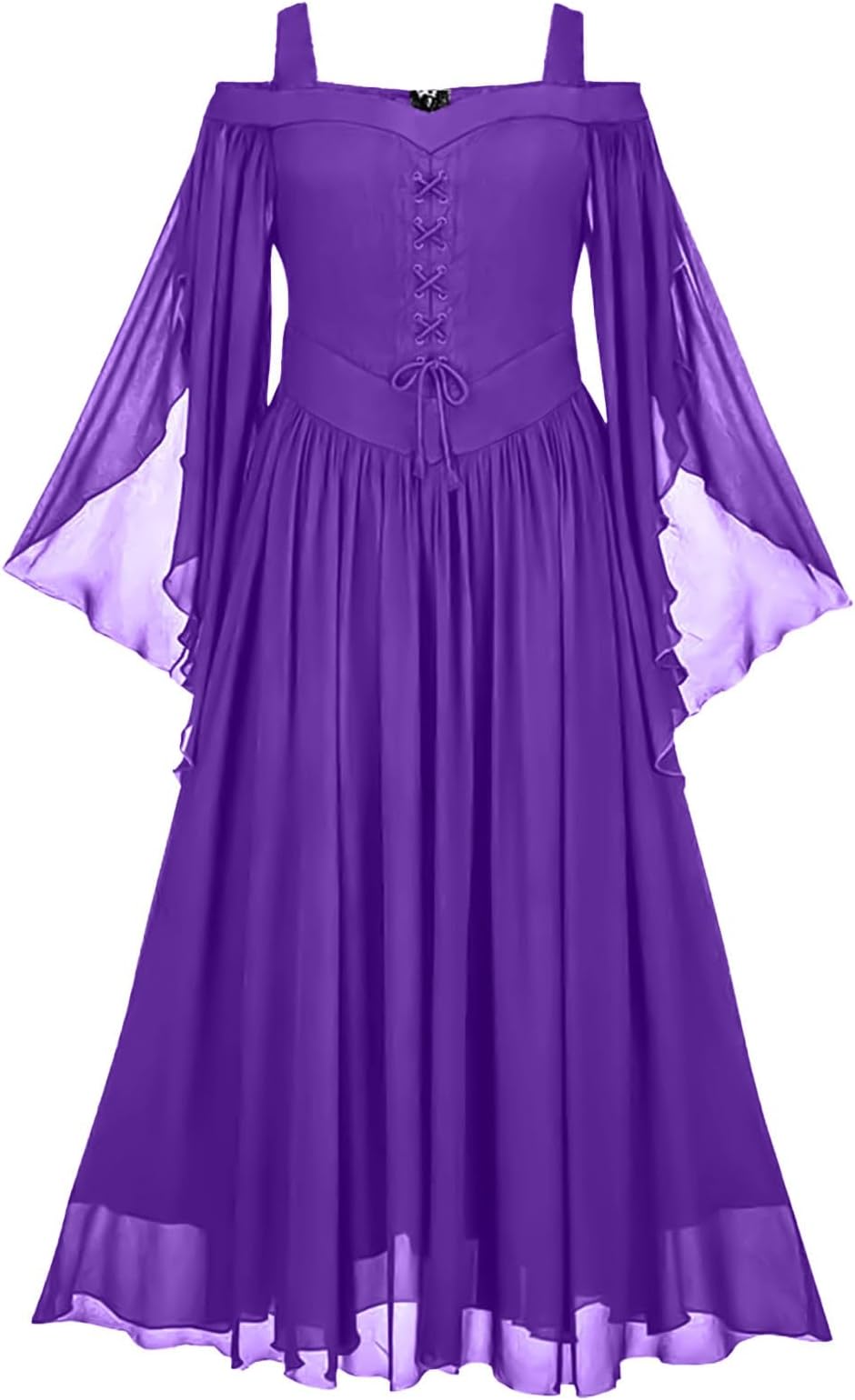 Qeaghou Gothic Dress for Women Renaissance Medieval Steampunk Dress Lace Mesh Patchwork Dress Halloween Cosplay Costume