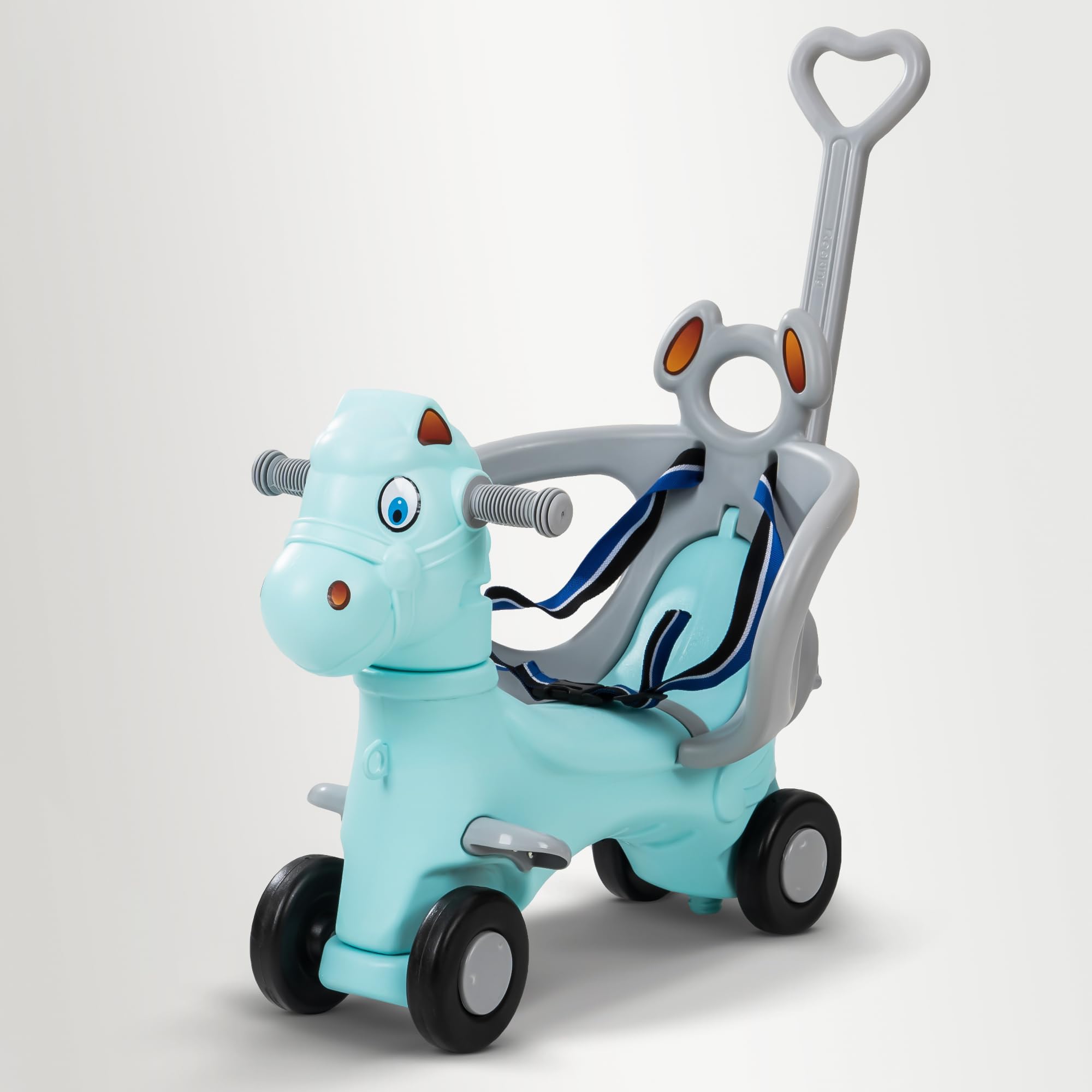 Baybee 2 In 1 Baby Horse Rider Kids Ride On Car For Kids,Push Ride On Toy With Parental Push Handle,& Safety Belt|Horse Baby Push Car|Kids Car For Toddlers 1 To 3 Year Boy Girl - Multicolor