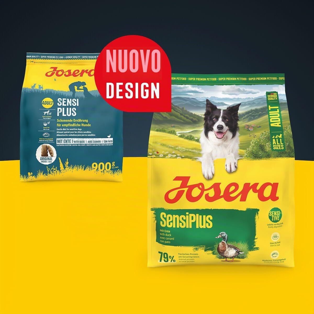 JOSERA Adult SensiPlus Anatra e riso (1 x 12,5 kg), cibo secco di alta qualità per cani adulti sensibili, con molta biotina per pelle e pelo sani, altamente digeribile, senza glutine, confezione da 1