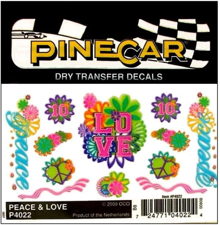Pinecar Dry Transfer Decals Peace & Love PIN4022 Arts