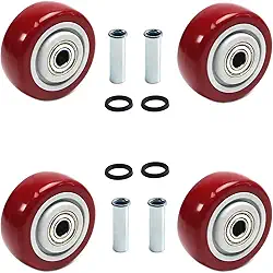 4 peças de rodas de carrinho de empurrar kits de reparo de rolamentos, rolamentos, rodas de placa resistente com furo de 9,5 cm, rodas de substituição de prateleira para caminhões