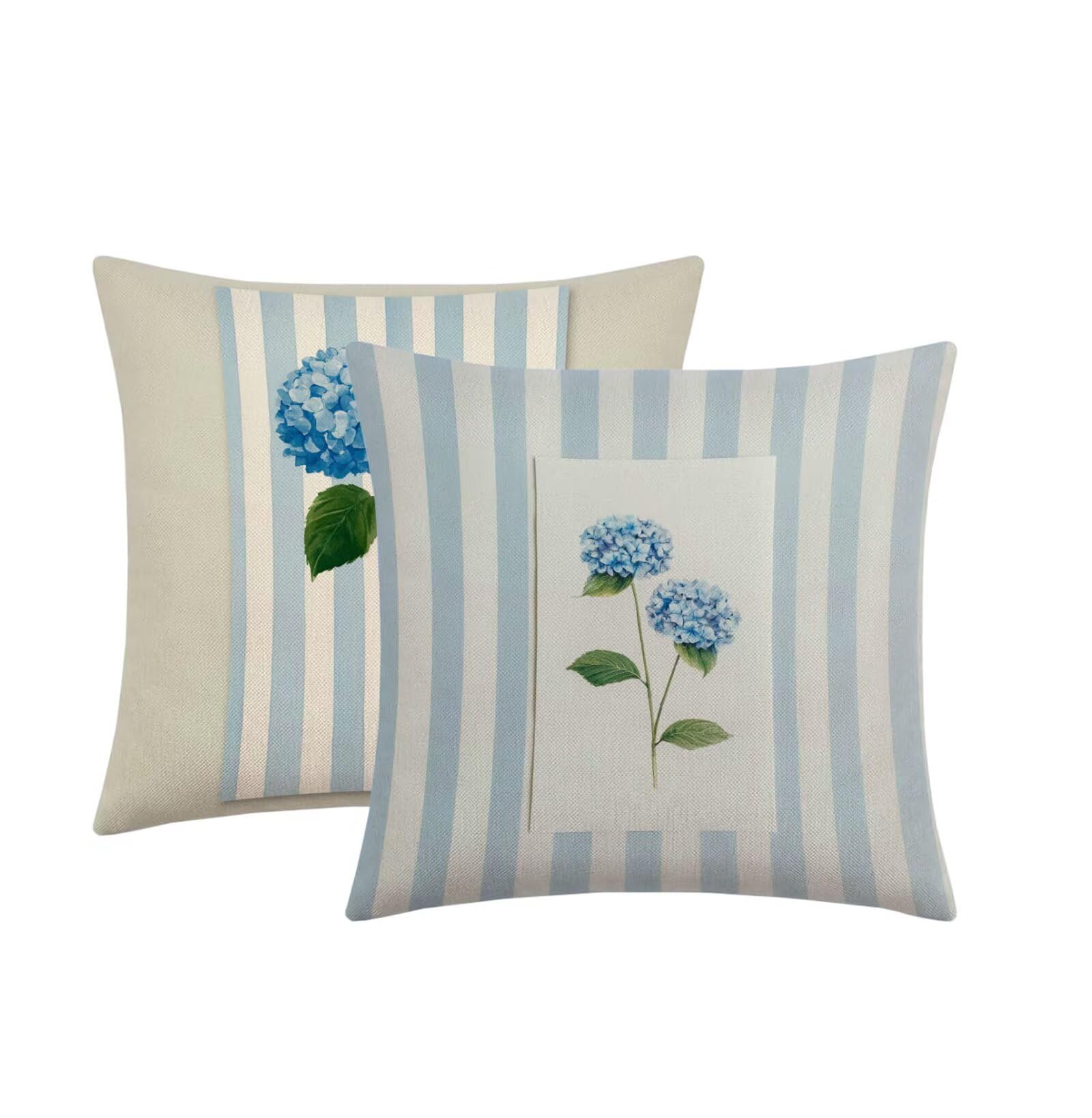 Cuscino Divano 65x65cm Set di 2, blu banda Lino Cuscini per Divano