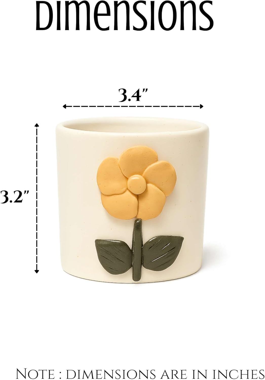 Ceramic Succulent Planter Pot with Drainage Hole, Cute 3D Floral Design Small Indoor Plant Pot for Desk, Windowsill & Table Decor, Modern Round Mini Flower Pot for Cactus & Succulents – Set of 2