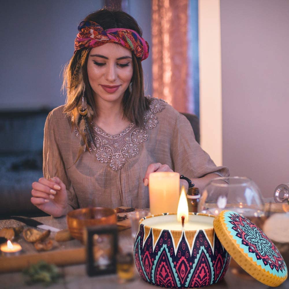YMing YMing Duftkerzen-Geschenkset für Frauen, 17,6 Unzen echtes Sojawachs, tragbare Reise-Dose-Kerze für Zuhause, Aromatherapie-Kerze, Geschenk für Frauen, Geburtstag, Valentinstag, Jahrestag, Mutter