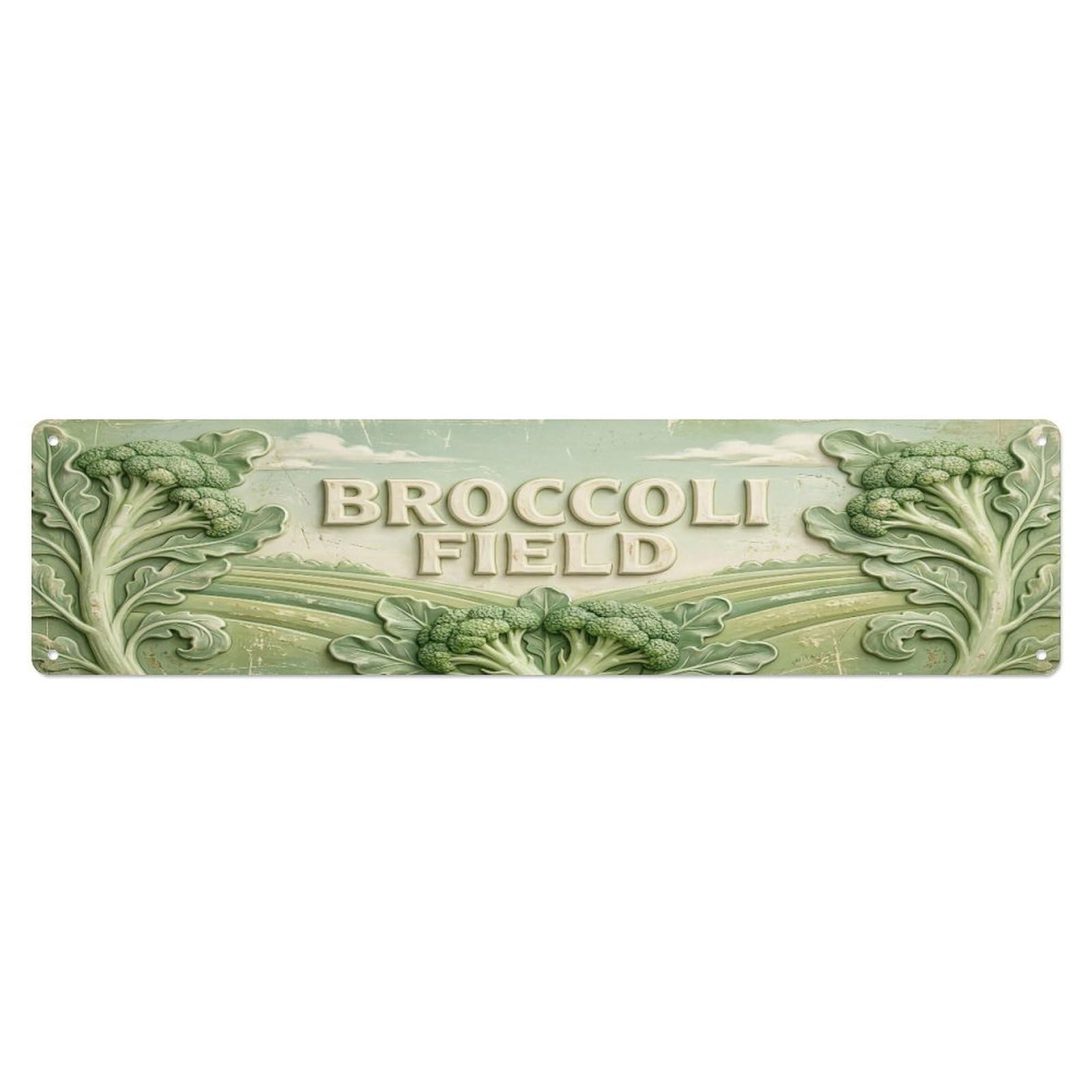 Fqcyn Style Metal Tin Sign Vintage Cottagecore Garden Broccoli Field
