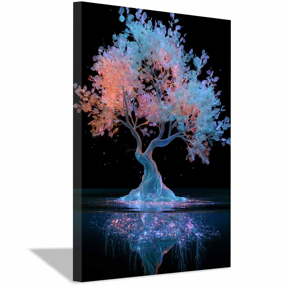 XENIOU Tree Wall Art Boho golden tree canvas wall art, prints for walls, for living room bathroom Bedroom Home Decoration.(Multicolor)-70x100cm Framed