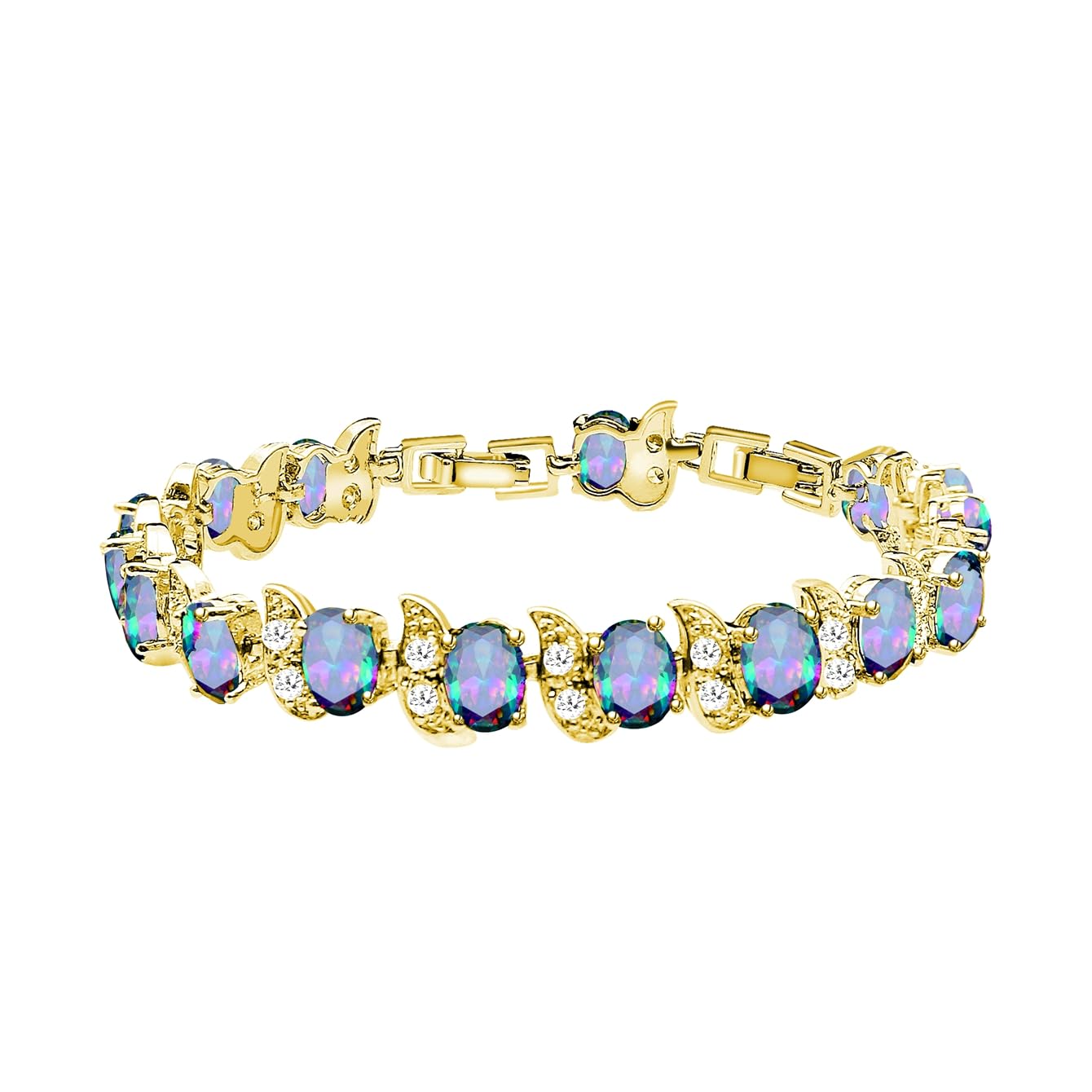 LMXXVJ Fashion Tennis Bracelet Created Emerald White Gold Plated Charm Bracelet Gifts Jewelry for Women