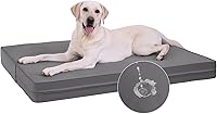Vonabem XL Large Dog Bed 42 Inch Waterproof Orthopedic Crate Pad, Washable Leather Cover Anti-Slip Kennel Mat 41x27 Grey