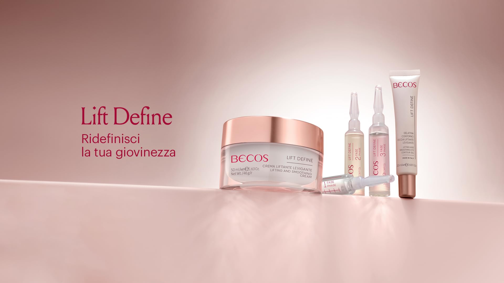 Becos Lift Define - Crema Liftante Levigante viso 50ml - rassoda i cedimenti cutanei, distende rughe e linee sottili.